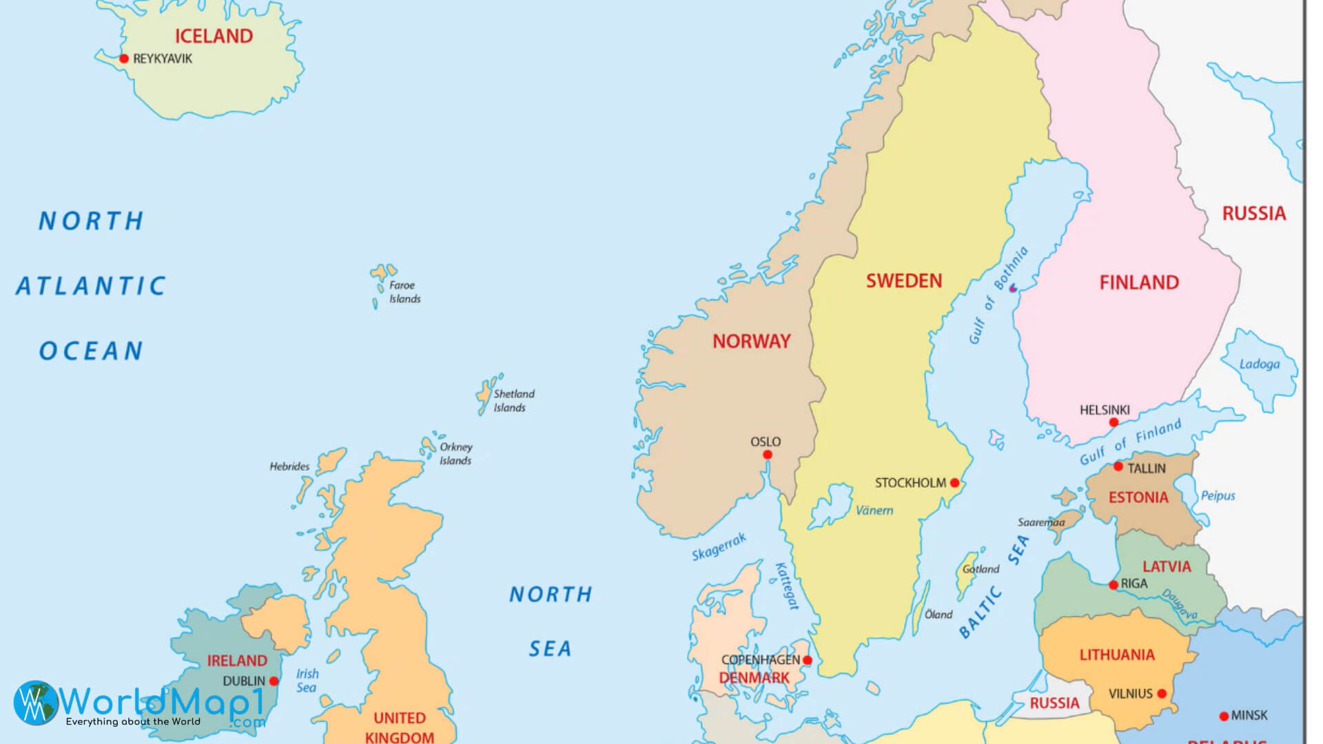 Norway Map with North Atlantic Ocean